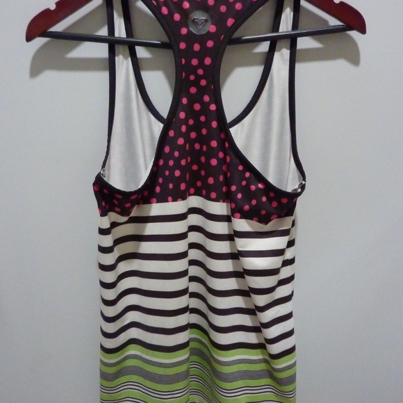 ROXY ACTIVE  WOMENS Tank Top Sz M  Racerback STRETCH STRIPED - Picture 3 of 5